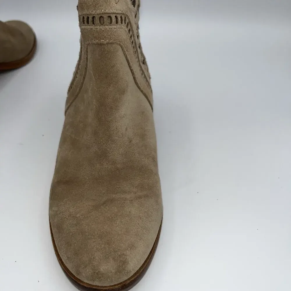 Vince Camuto Women's Pimmy Zip Ankle Booties Suede Boots Sz7 Tan Leather Boots